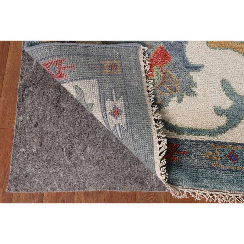Floral Blue Oushak Indian Area Rug Handmade Wool Carpet - 9'3"x 12'0"