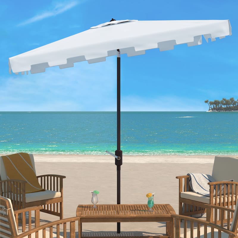 SAFAVIEH Outdoor Reneta 6.5 x 10 Ft Rectangle Market Umbrella