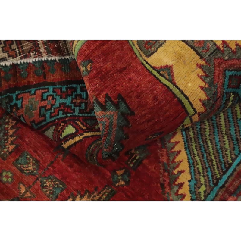 Hand Knotted Oriental 100% Wool Carpet Traditional Geometric Oranges & Rust Ardebil Runner Rug - 11' 4'' X 3' 2''