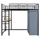 preview thumbnail 10 of 77, Twin/Full Size Loft Bed with Bulit-in Desk and LED Light, Metal Loft Bedframe with Wardrobe, Storage Shelves and Power Outlet