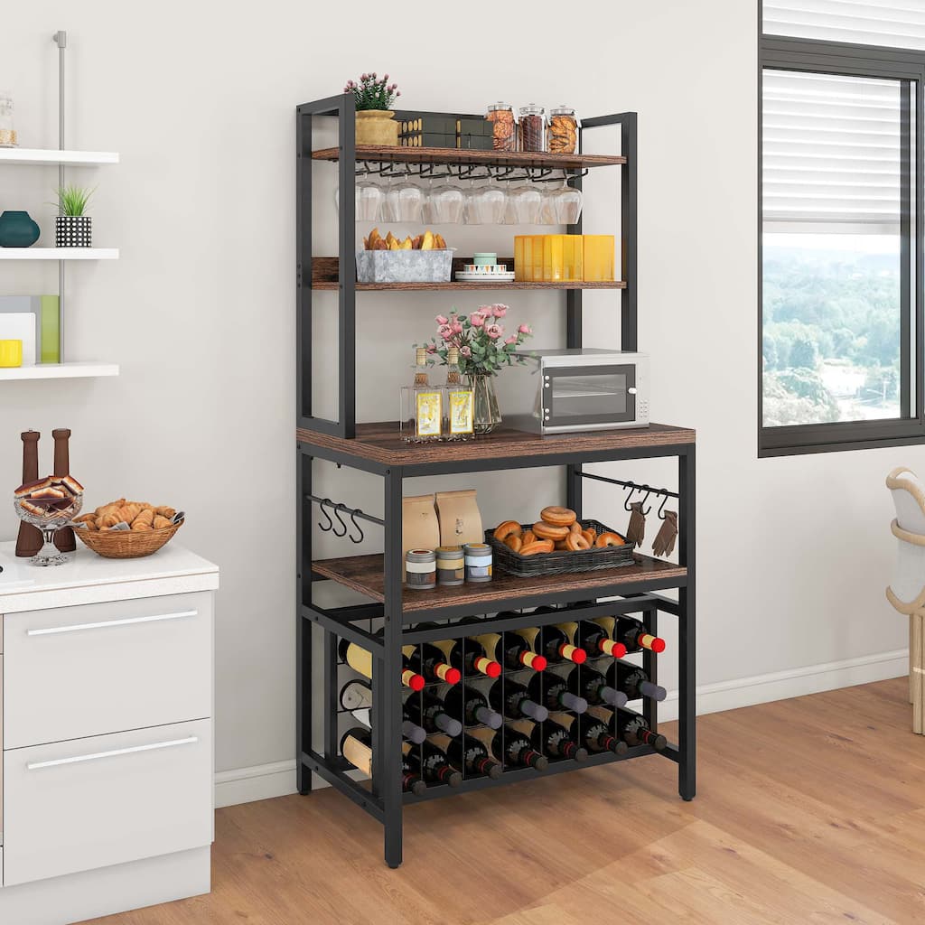 Moasis Large Bakers Rack with Power Outlets and Wine Rack