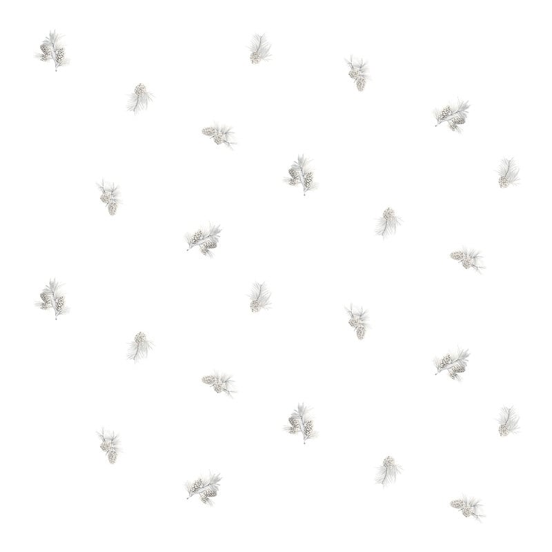 Chesapeake Pinecone Toss Light Grey Conifer Wallpaper - 20.5 x 396 x 0.025