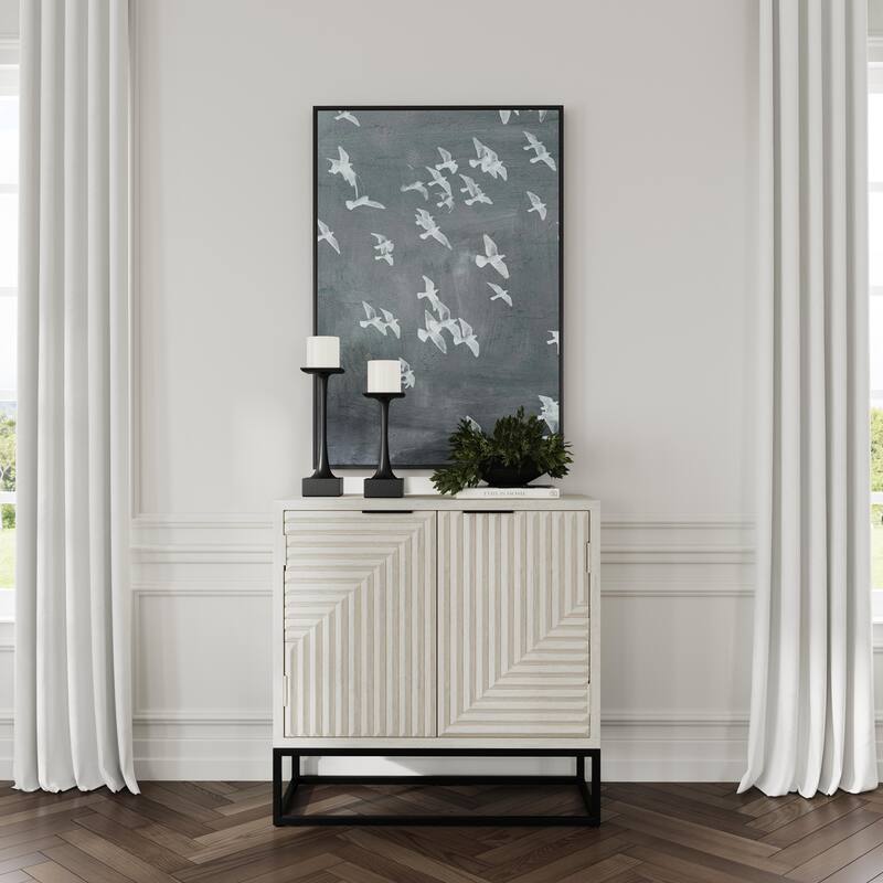 Classic Home Flint Two-Door Mango Wood Sideboard in Whitewash - Whitewash