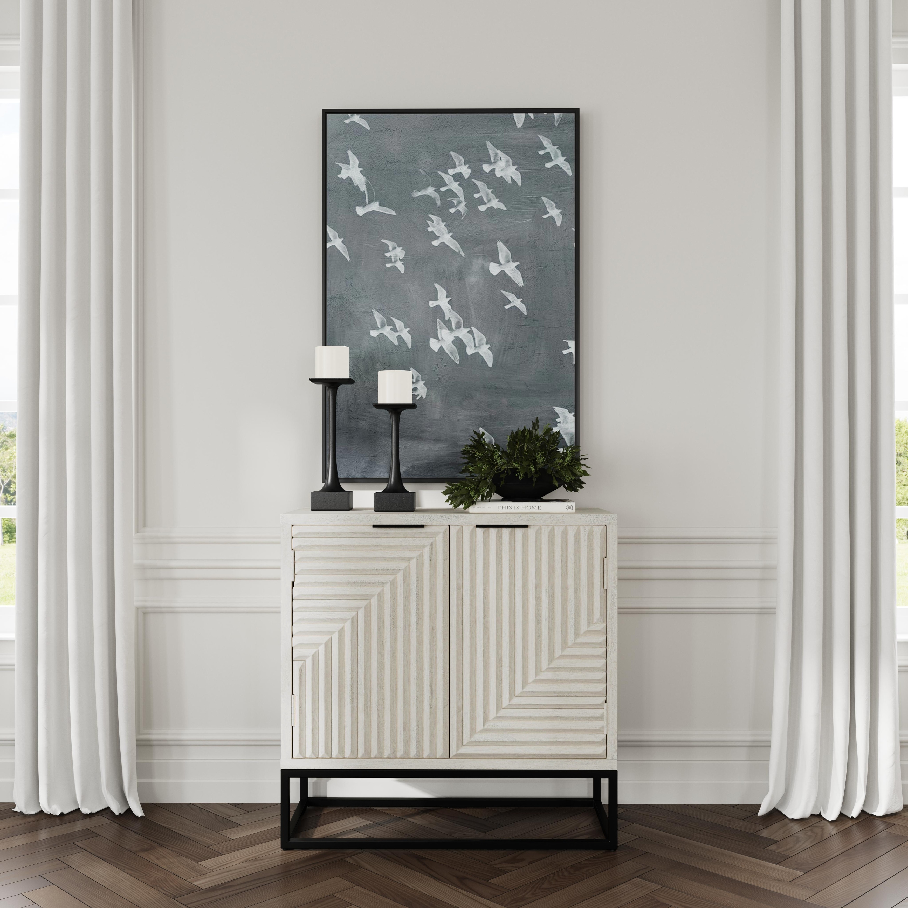 Classic Home Flint Two-Door Mango Wood Sideboard in Whitewash