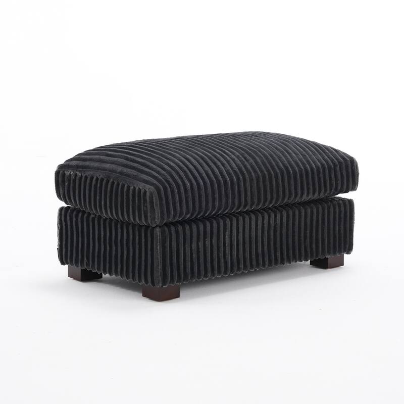 40" W Oversized Rectangle Plush Corduroy Ottoman