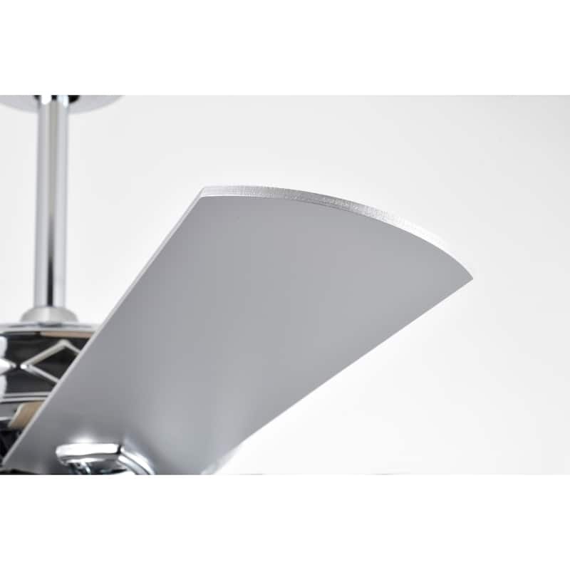 Cadella 52 Inch Silver Polish 2 Light, 5 Blades Lighted Ceiling Fan with Remote