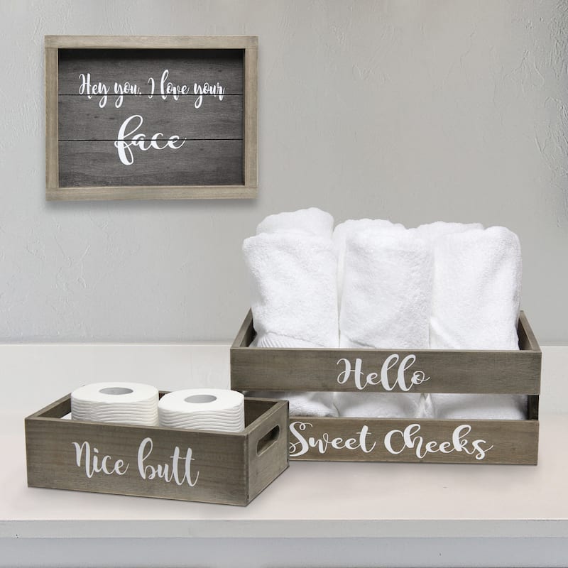 Elegant Designs Three Piece Decorative Wood Bathroom Set