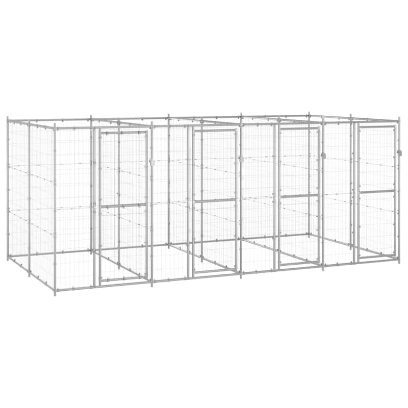 vidaXL Outdoor Dog Pen Pet Crate Kennel Cage Playpen House for Yard Steel
