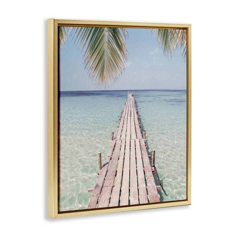 Stupell Tropical Dock on Beach Framed Floater Canvas Wall Art Design by Sisi and Seb
