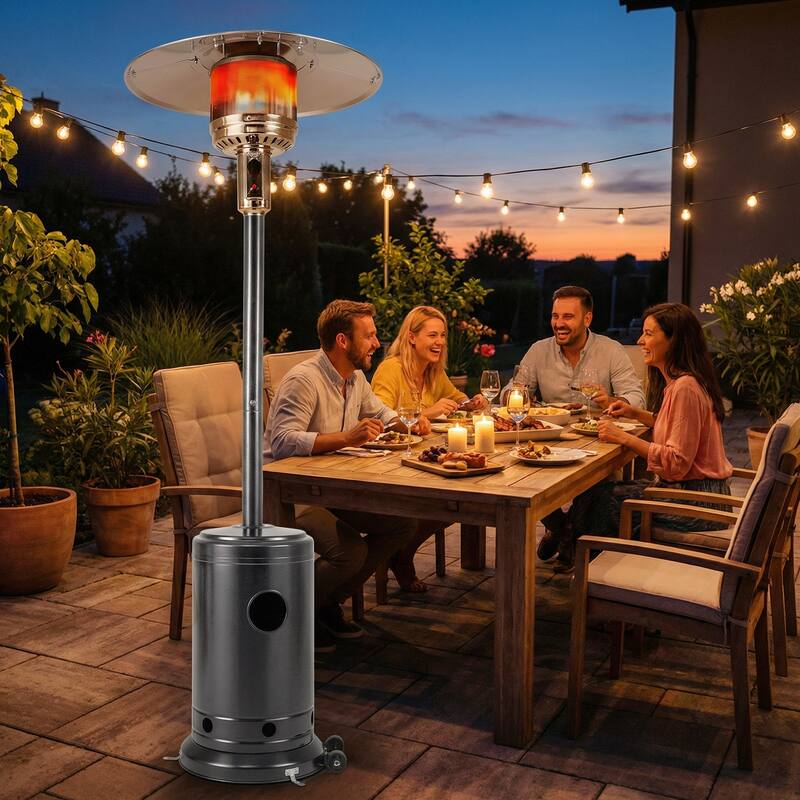 Gymax 50000 BTU Patio Propane Heater w/ Stainless Steel Burner & Safe