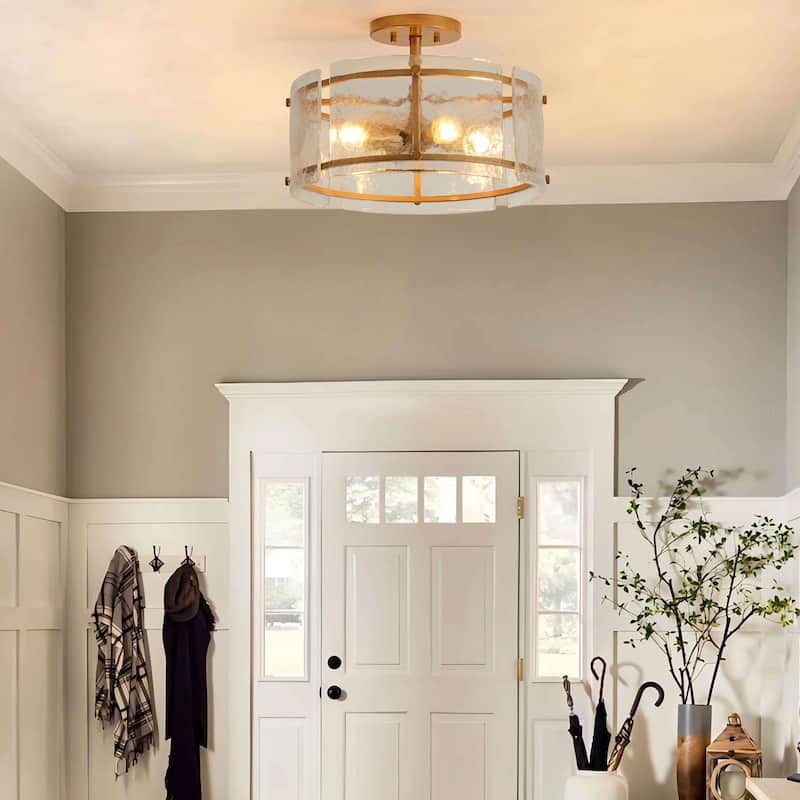 Laia 4-Light Water Textured Glass Drum Flush Mount