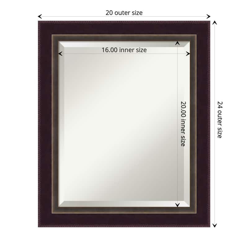Beveled Wood Bathroom Wall Mirror - Signore Bronze Frame - Outer Size: 20 x 24 in