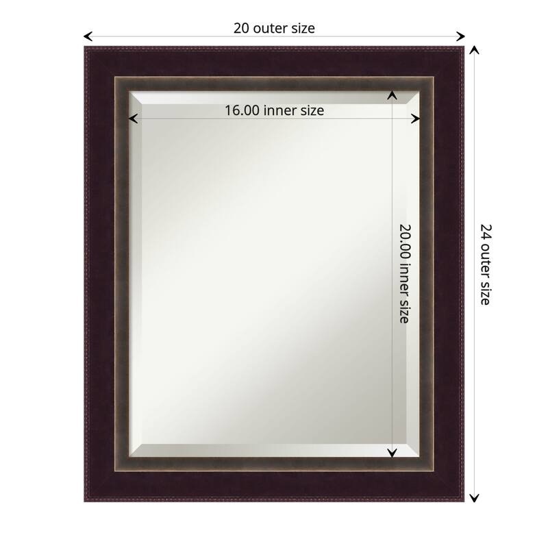 Beveled Wood Wall Mirror - Signore Bronze Frame - Outer Size: 20 x 24 in