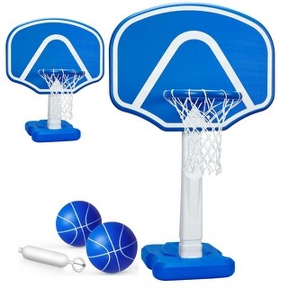 Pool Basketball Hoop, 2 Adjustable Heights, Includes Poolside Water Basketball Hoop - 34x25x53in