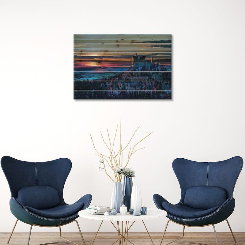 Castle In The Sky Print On Wood by Alena Aenami - Multi-Color