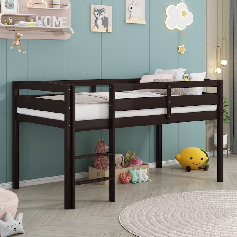 Modern Twin Size Low Loft Beds with Ladder