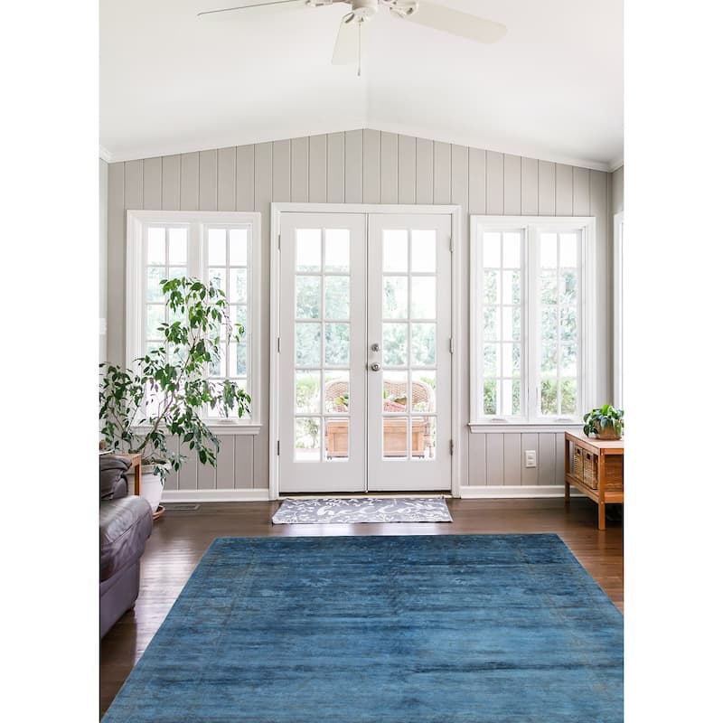 ECARPETGALLERY Hand-knotted Vibrance Dark Blue Wool Rug - 9'1 x 11'10