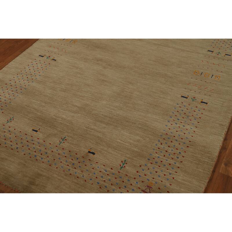 Hand Knotted Oriental 100% Wool Carpet Tribal Tribal Brown Gabbeh Area Rug - 7' 8'' X 4' 11''
