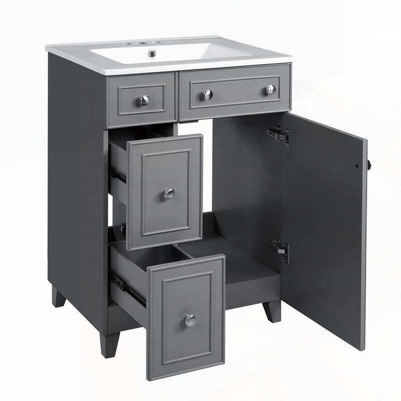 24-Inch Bathroom Vanity Cabinet with Ceramic Sink