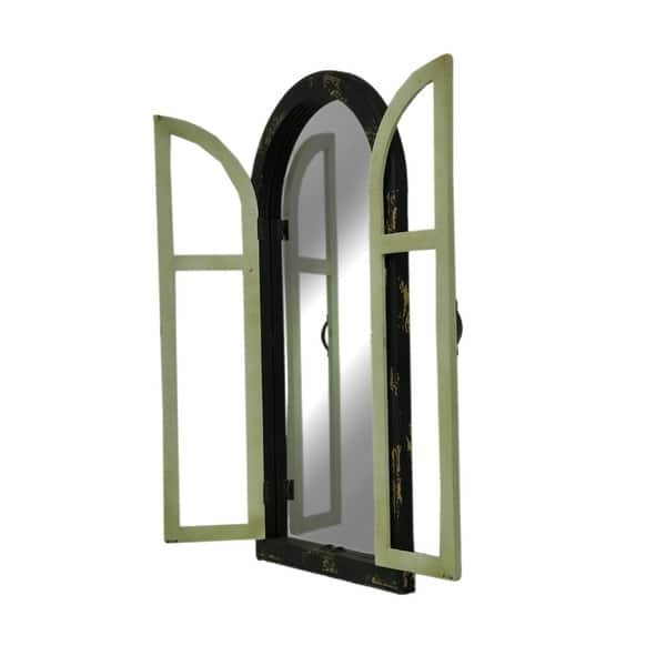 Shop Vintage Finish Wood Arched Window Frame Wall Mirror With