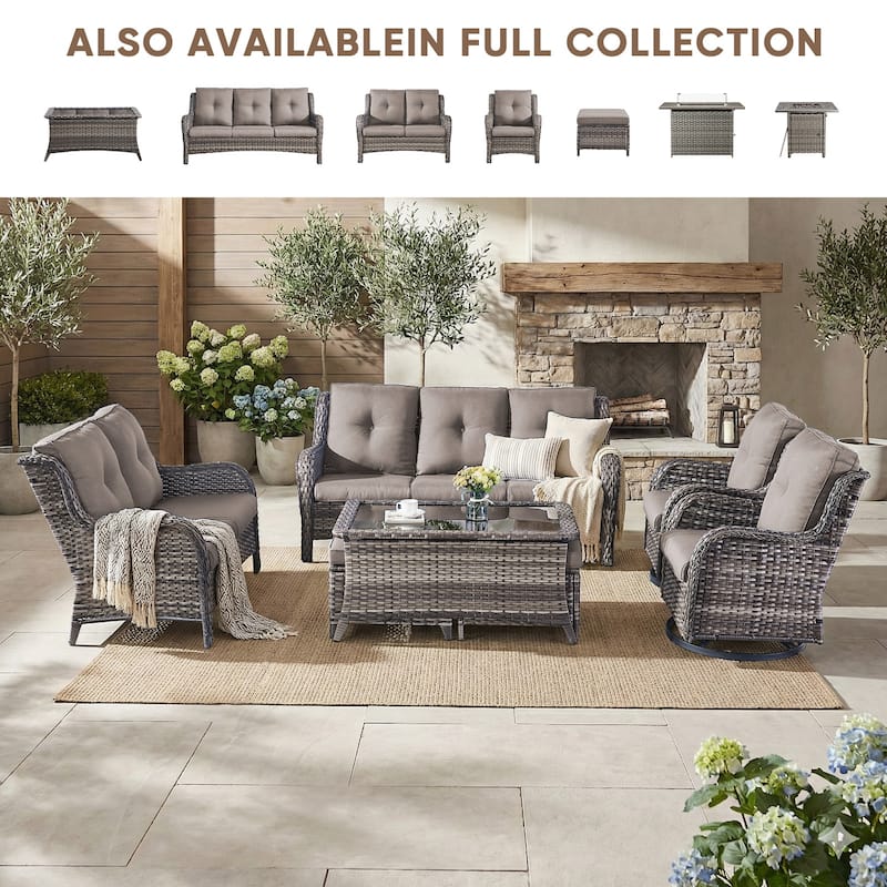 Pocassy Outdoor Patio Wciker Sofa Furniture Set of Chair Table.