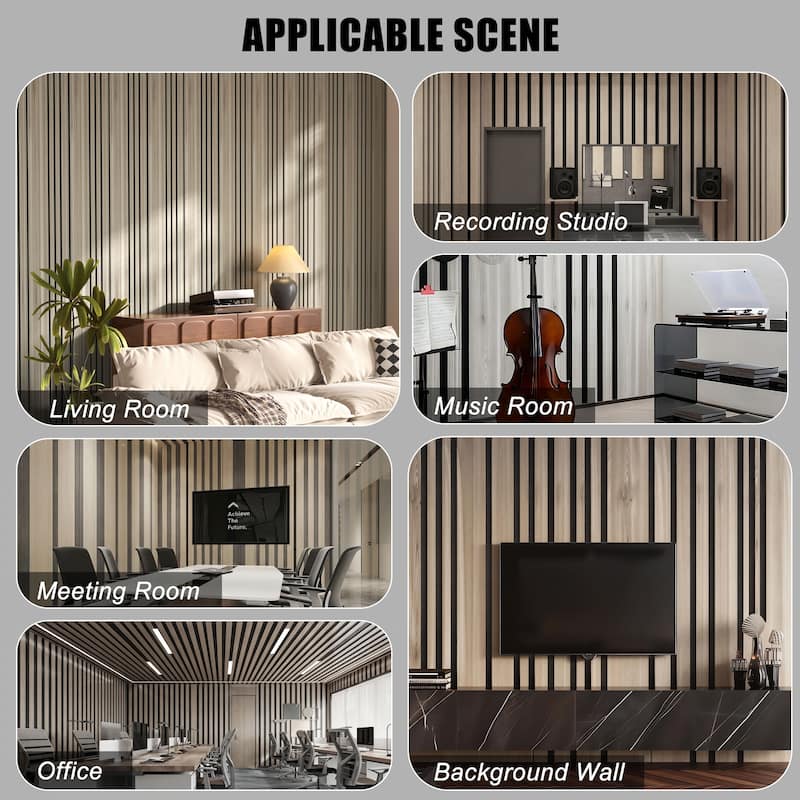 23.6" x 23.6" Wood Slat Acoustic Wall Panels for Ceiling and Wall Decor, 8-Pack (31 sq ft)