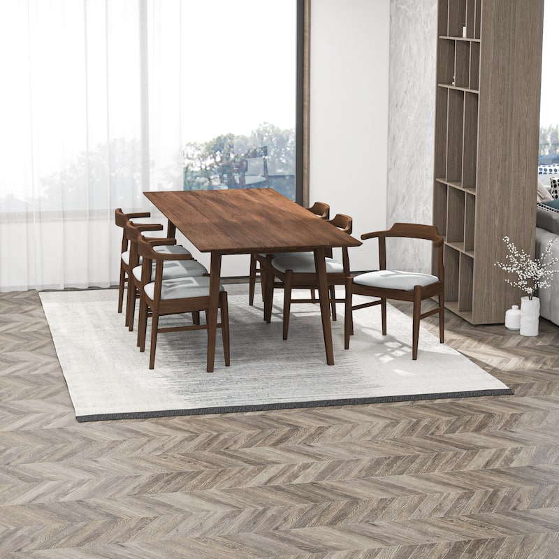 Anda Mid Century Modern Solid Wood Walnut 7 Piece Furniture Set