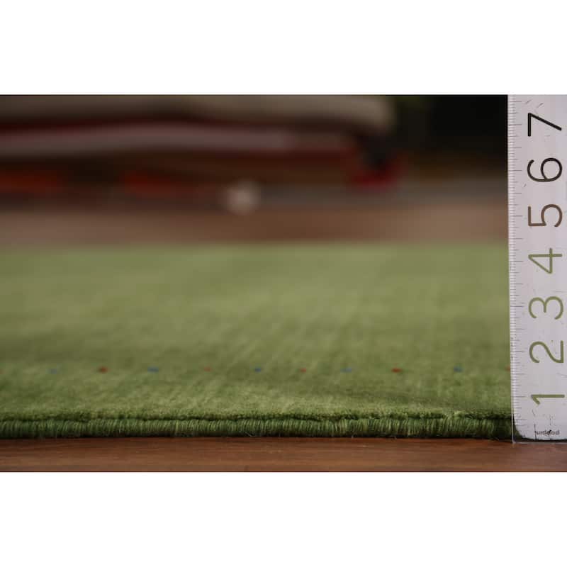 Hand Knotted Oriental 100% Wool Carpet Tribal Tribal Green Gabbeh Area Rug - 7' 7'' X 5' 3''