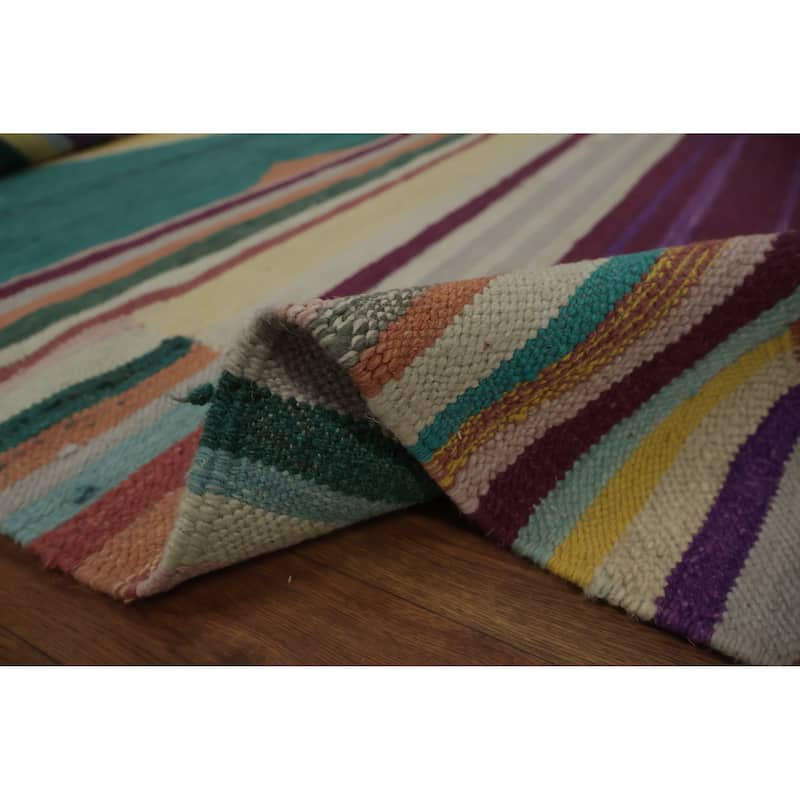 Hand Woven Oriental 100% Wool Carpet Southwestern Tribal Multi-Colored Kilim Area Rug - 10' 1'' X 8' 3''