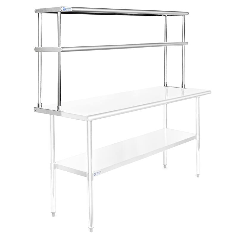 60 x 12in NSF Stainless Steel 2Tier Overshelf - Silver