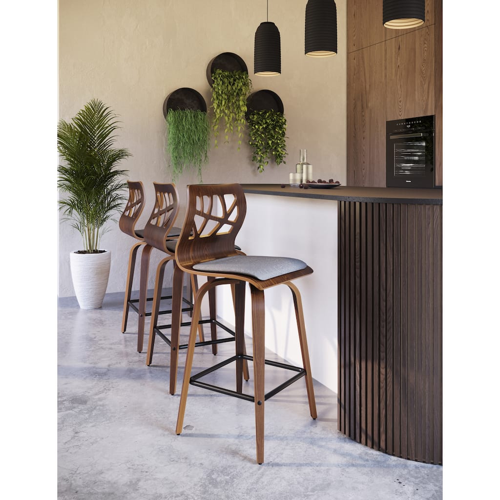 Carson Carrington Sala 26" Counter Stools with Bent Wood Legs & Black Square Footrest (Set of 2)