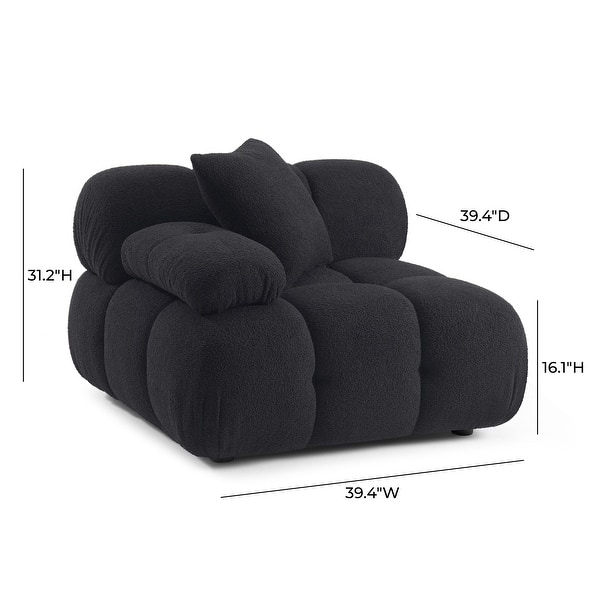 Calliope Vegan Shearling Modular Corner Chair - 39.4"W x 39.4"D x 26.4"H