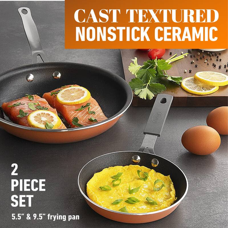Gotham Steel Copper Cast Textured 5.5" and 9.5" Fry Pan Set