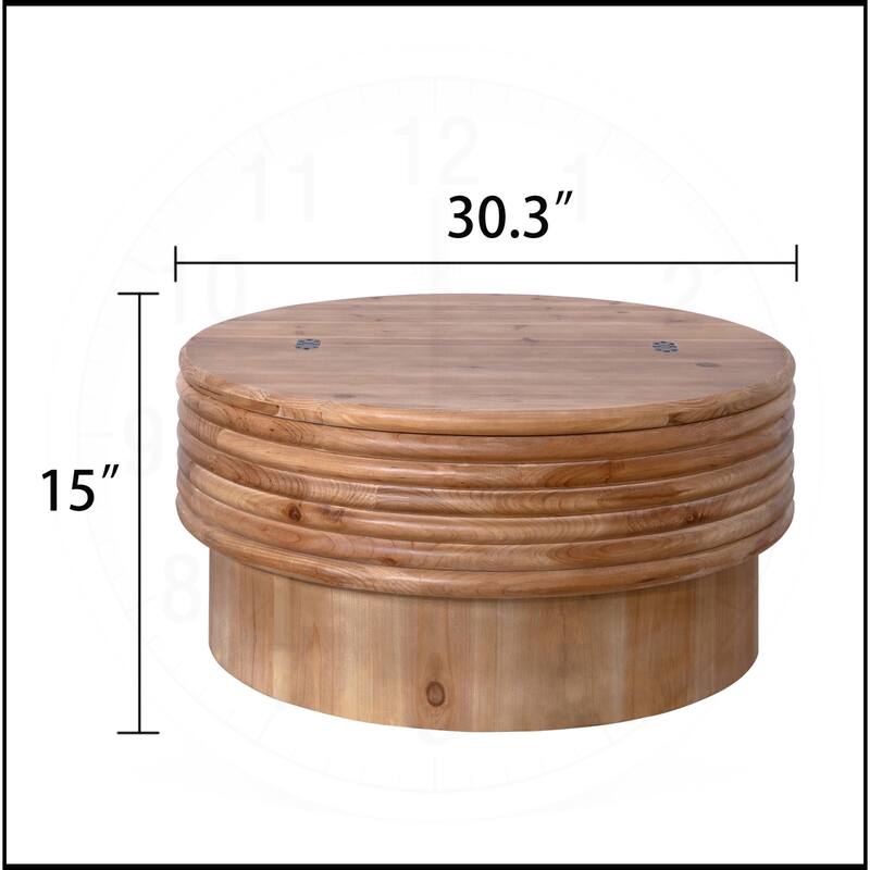 30.3" Stylish Round Coffee Table with Hidden Storage