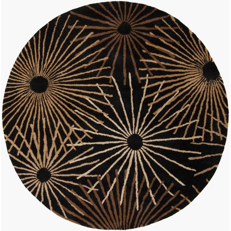 Livabliss Modern & Contemporary Forum Abstract Area Rug - 4' x 4' Round - Black/Brown