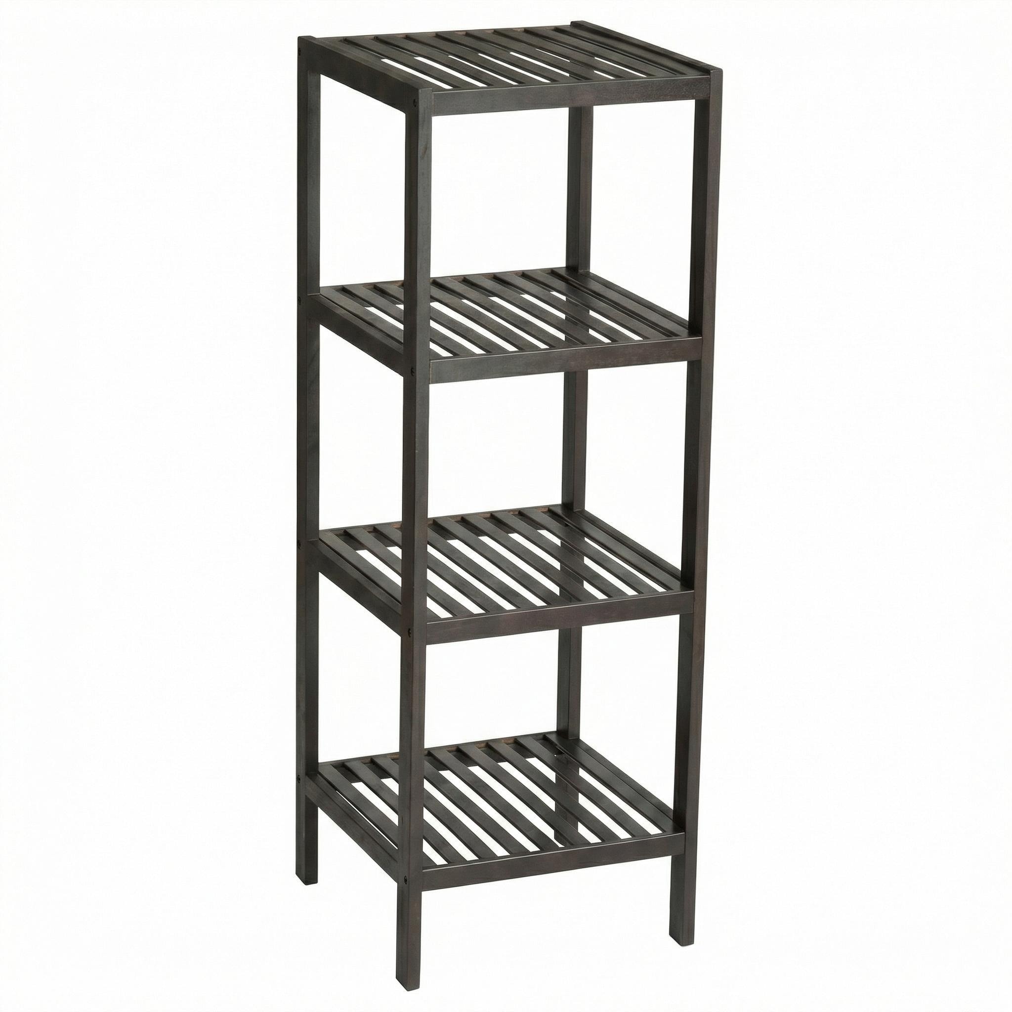 4-Tier Bamboo Bathroom Shelf Narrow Freestanding Corner Storage