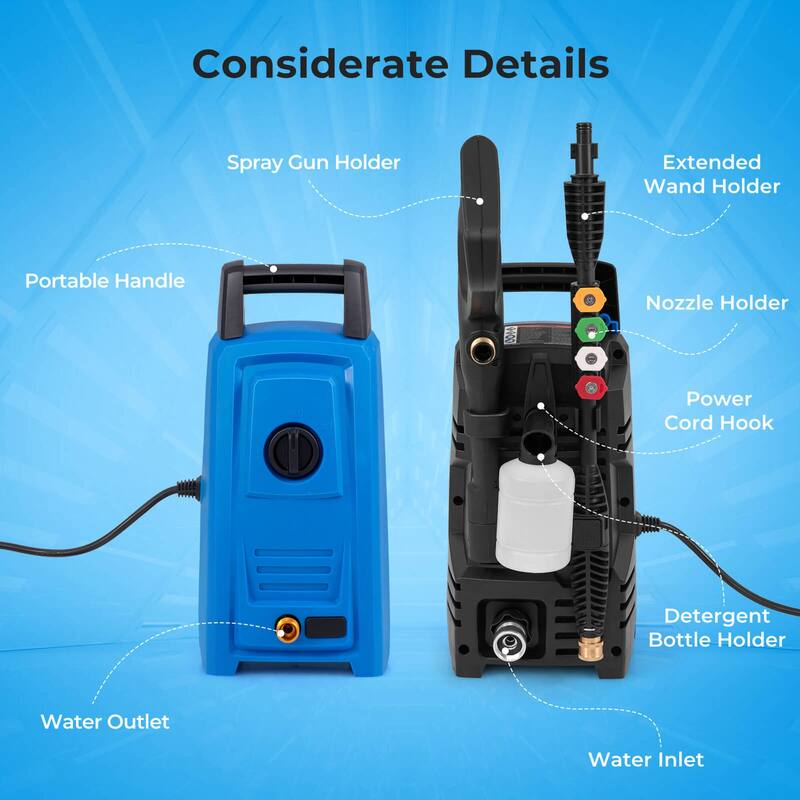 Ironmax Electric Pressure Washer with Wheels 5 Quick Connect Nozzles - See Details
