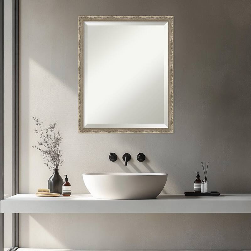 Mila Beveled Wood Framed Bathroom Vanity Wall Mirror