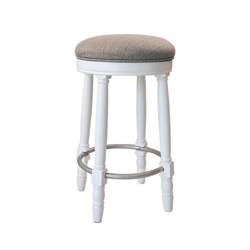 Bar Stools Set of 2, 26" Counter Height, 360° Swivel Wooden Barstool with Fabric Upholstered Seat