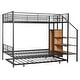 preview thumbnail 10 of 10, Twin Over Full Metal Bunk Bed with Trundle and Wardrobe, Black
