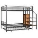 preview thumbnail 13 of 30, Versatile Design Twin over Full Metal Bunk Bed with Trundle and Lateral Storage Practical Step Ladder and Built-in Wardrobe