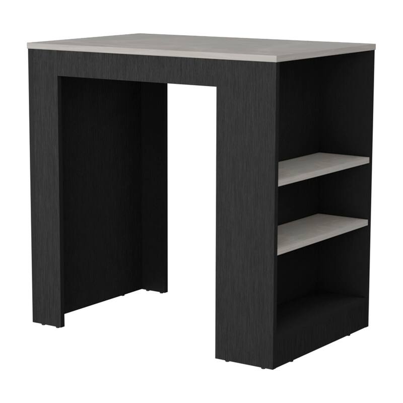 TUHOME Portree Kitchen Island with 3 Side Shelves