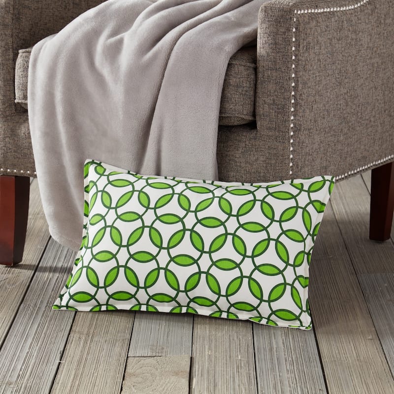 Rings Cotton Canvas 14-inch x 22-inch Pillow - Green
