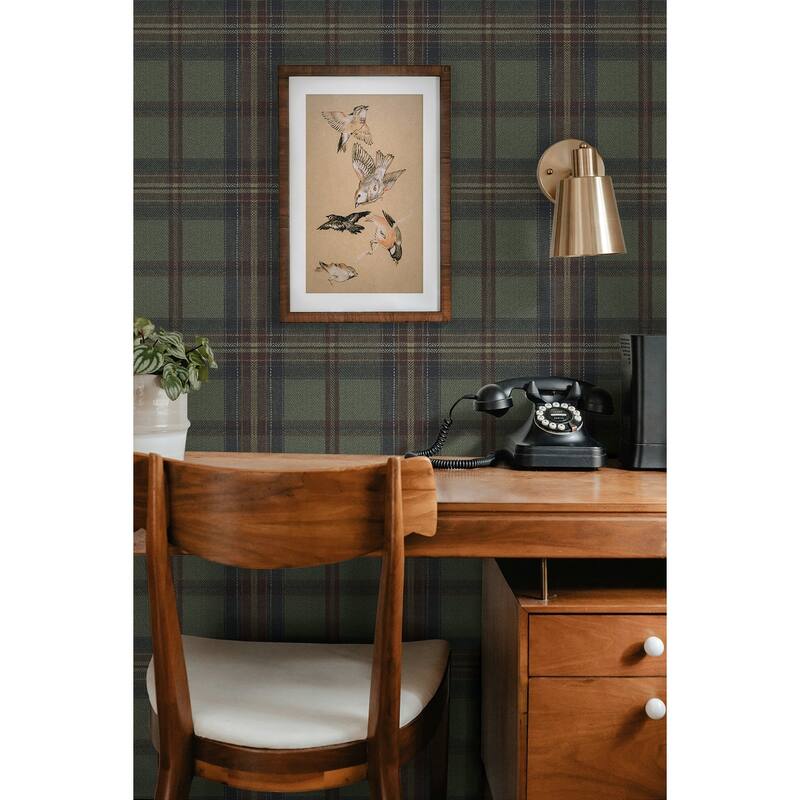 Harry & Grace Herringbone Plaid Premium Matte Non-Woven Peel and Stick Wallpaper