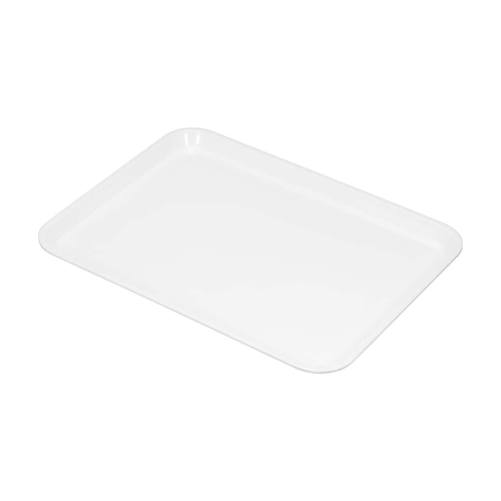 12x8" Fast Food Tray, Plastic Multi-Purpose Rectangle Serving Tray, White