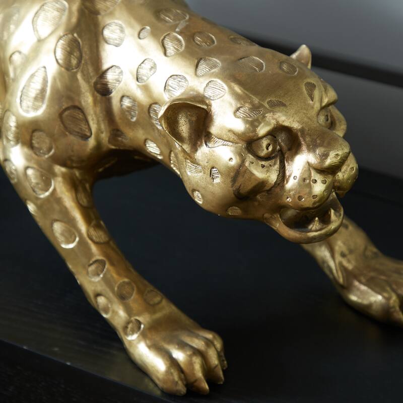 Stylish Polystone Leopard Sculpture - Silver or Gold