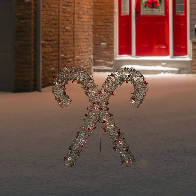 25 Champagne Gold Glittered Rattan Double Cy Cane or Window Decor