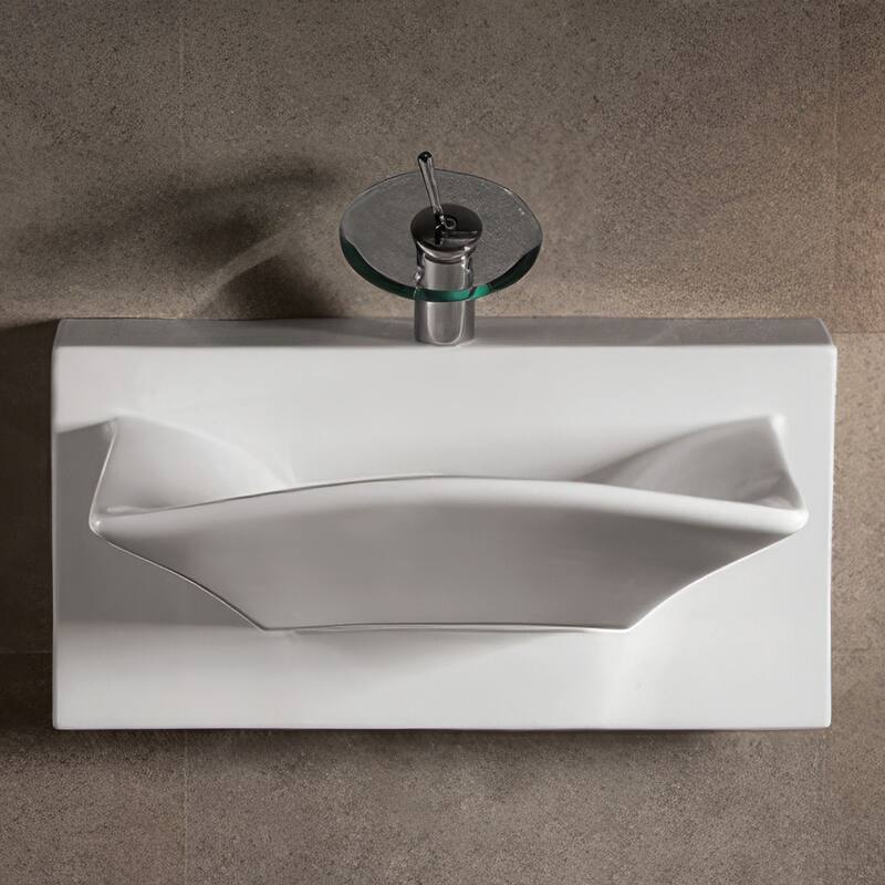 Whitehaus Isabella 27-7/8" Rectangular Porcelain Wall Mounted Bathroom