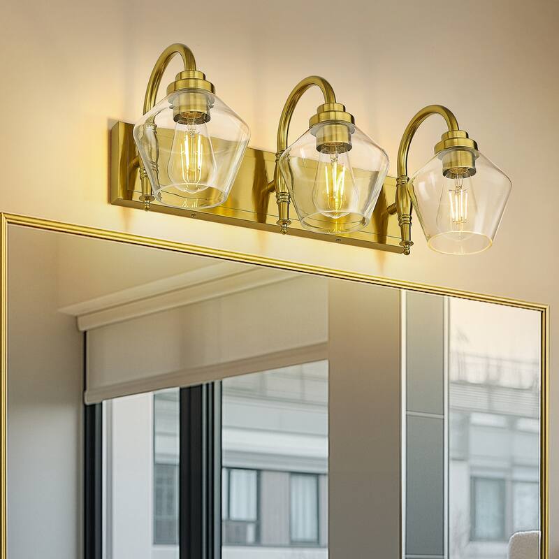 Modern 3/4-Light Bathroom Vanity Light in Black/Gold Finish