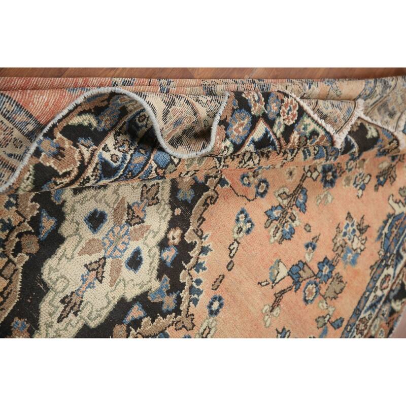Hand Knotted Oriental 100% Wool Carpet Traditional Floral Peach Hamedan Area Rug - 8' 8'' X 5' 8''